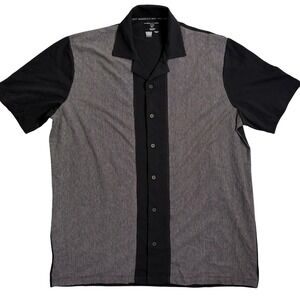 Shaquille Oneal XLG Mens 2XLT Black Stripe Short Sleeve Button Up Shirt